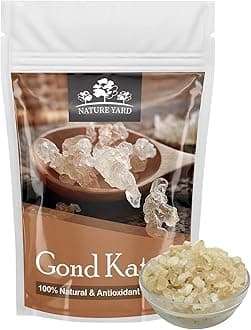 NATURE YARD Gond Katira Pure Organic (almond gum) tragacanth Crystals - 1 Kg (Pack of 1) - 100% Natural Superfood with Cooling Properties | Almond Gum | Badam Pisni | Chahar Gond