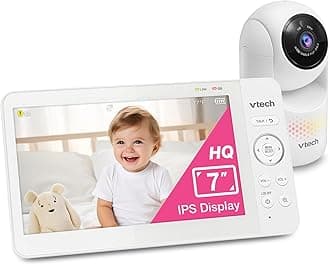 VTech [2025 Upgrade Baby Monitor with 7" IPS Screen, Pan Tilt Zoom Camera, No WiFi Video Baby Monitor with Camera and Audio, Multi-Color Night Light, 2-Way Talk, Lullabies, Advanced HQ Max