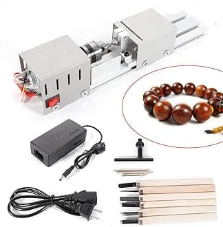 Mini Lathe Wood Lathe Machine Diy Machining for Table Woodworking Wood DIY Tool Lathe Grinding Wood , 2.76 x 6.3inch, 12-24V 96W，7 Speeds