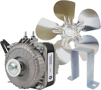 Appli Parts APFM-252E 25W refrigeration condenser and evaporator motor 220V 60Hz 1.0A 1300rpm includes base and 12in aluminum Fan Blade CCW shaft end Universal fit