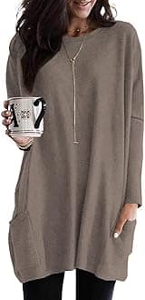 Naggoo Womens Long Sleeve Tunic Tops with Pockets for Leggings Casual Long T Shirts Floral Print Blouses