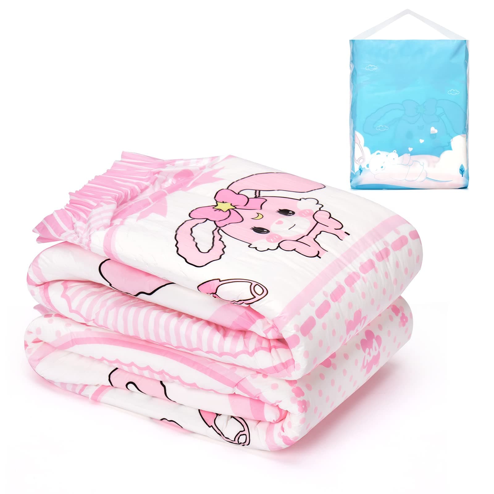 Adult Printed Diaper 2 PCS - Baby Usagi Cute Diaper (Large 36"-48")