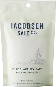 Jacobsen Salt Co. Pure Flake Sea Salt – Kosher Salt, Coarse, Non-Iodized Made in USA, Non-GMO, Steak Seasoning, Gourmet, Real Salt Flakes – 4oz
