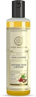 KHADI NATURAL Saffron, Tulsi and Reetha Hair Cleanser (Shampoo), 210ml