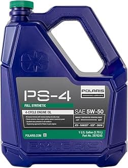 Polaris PS4 All-Season 4 Cycle 5W50 Full Synthetic Motor Oil for Specific RANGER, GENERAL, RZR, Sportsman, Scrambler Models With 4 Stroke Engine, PS-4 Oil for UTV SxS ATV, 1 Gallon, Qty 1-2876245
