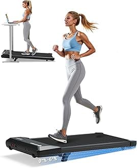 - Under Desk Walking Pad Treadmill for Home Office & Small Spaces, 6% Manual Incline, 0.6–3.8 MPH Walking Speed, 2.5 HP, 300 lb Capacity, App & Remote Control