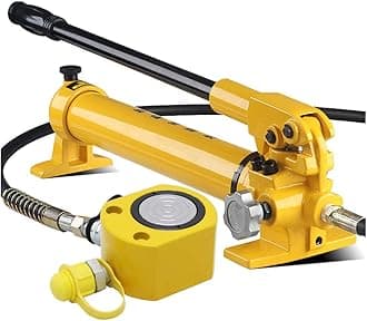 NEWTRY 30 ton Hydraulic Ram Jack + CP-700 Hydraulic Hand Pump Low Profile Porta Power Kit Single Section Mini Jack 0.55’’ Stroke Industrial Hydraulic Cylinder