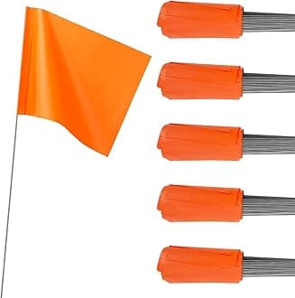 IKAYAS Orange PVC Marking Flags - 50 Pack, 4 * 5 * 15 Inch, Small Yard Survey Flags, Garden, Irrigation Markers