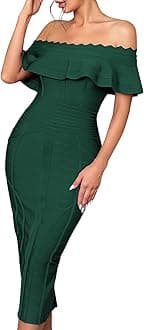 Off Shoulder Bandage Dresses for Women Wedding Guest Party Midi Formal Gowns Evening Dress