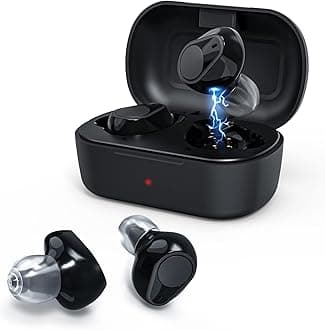 Rechargeable Hearing Aids for Seniors Adults with Noise Canceling, Digital Hearing Amplifiers for Seniors with Charging Box, Invisible and Portable, Pair