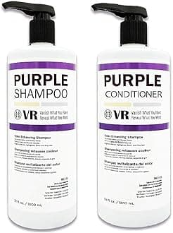 Purple Shampoo and Conditioner for Blonde, Silver, and Gray Highlighted Hair - Lightening, Color-Safe, Paraben-Free, Cruelty-Free, Sulfate-Free (32 fl/oz, DUO)