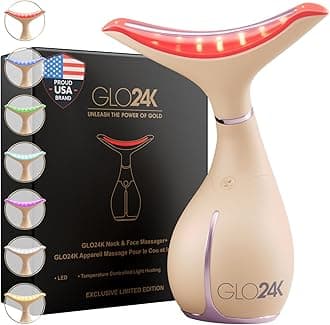 GLO24K 7 Color Beauty Device – Triple LED Action & Vibration Technology Facial and Neck Massager