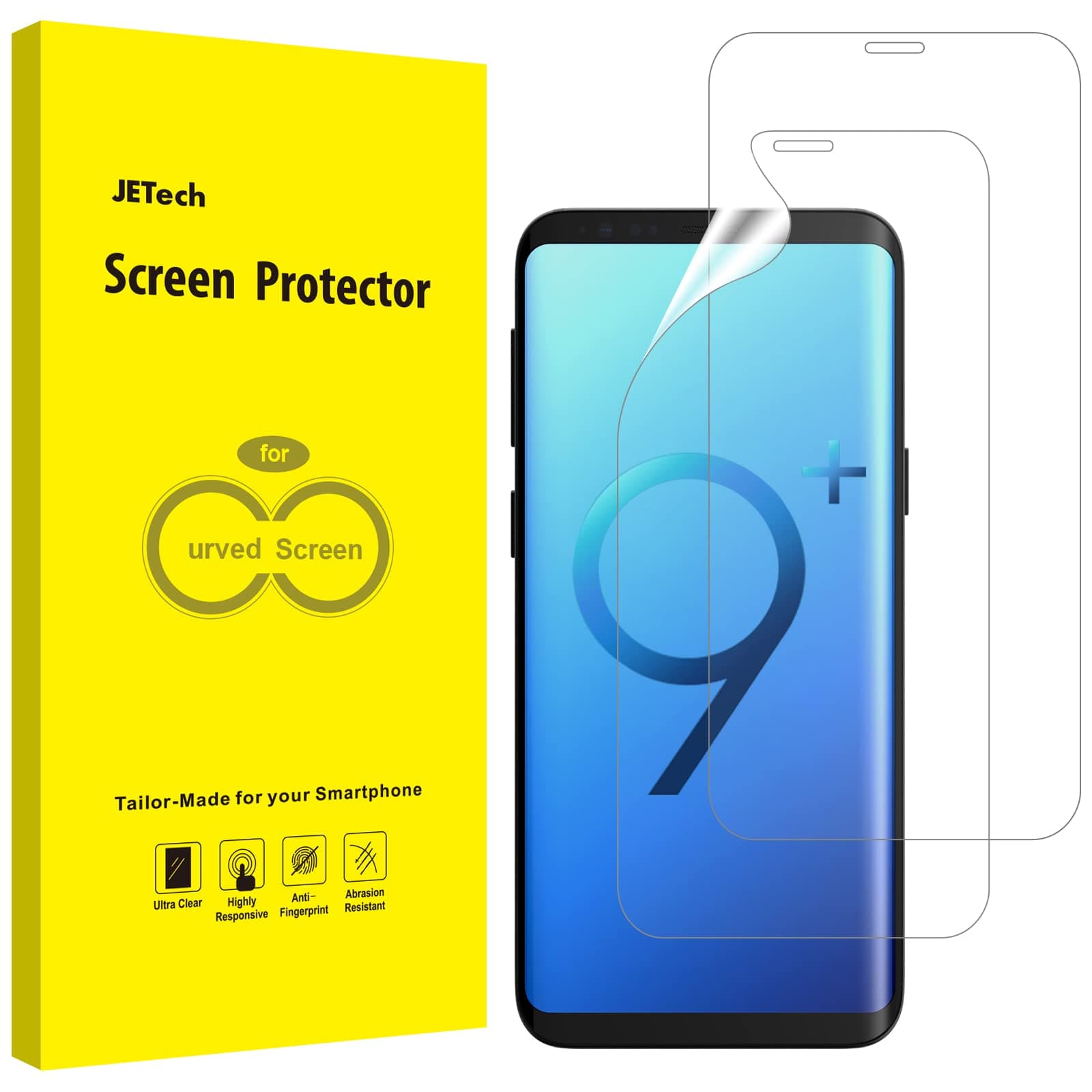 JETech Screen Protector for Samsung Galaxy S9 Plus S9+, TPU Ultra HD Film, Case Friendly, 2-Pack