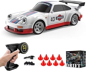 Tronikrc 1/43 Scale Mini Drift Cars, Electric Full Proportional 2.4G Remote Control Racing Drift Car Model with Lights Kit, 15KM/H High Speed Vehicle Gift for Adults