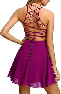Women's Party Cocktail Chiffon Backless Dress, Vintage Elegant Bandage Sleeveless Summer Mini Dress Clothes
