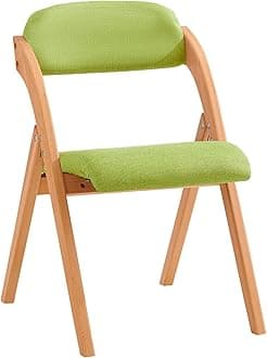 SoBuy Folding Chair Wooden Padded Kitchen&Office Chair with Ergonomic Backrest, Compact & Space-Saving, No Assembly Required Green 47.5 x 59 x 77 cm FST92-GR