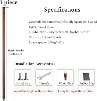 Wall Partition Room Divider Floor to Ceiling Wooden Slats - Screen Partition Post Living Room Simple Modern Entrance Restaurant Office Hollow Decor Column ( Color : Wood 1Pc , Size : 120cm/47.2in/3.93