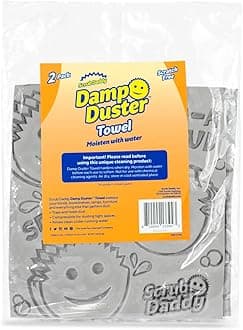 Scrub Daddy Damp Duster Towel - Durable Sponge-Like Dust Cleaner for Multisurface Dusting, Picking Up Pet Hair, Dirt & Grime of All Kinds - Reusable, Soft, Flexible, Absorbent Cleaning Supplies (2ct)