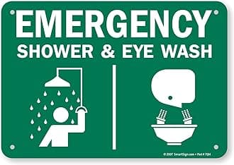 SmartSign - S-4224-PL-10 "Emergency Shower & Eye Wash" Sign | 7" x 10" Plastic Green