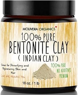 Molivera Organics Premium 1 lb Bentonite Clay Pure, Natural Detoxifying Clay for Face Masks, Hair Care & More - Best Healing Clay - USA Made