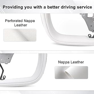 Model Y Juniper Yoke Steering Wheel 2026 2025, Nappa Leather Steering Wheel for Tesla Model Y Juniper 2026 Accessories With Heating Function No Front Trim(White Perforated, All White)