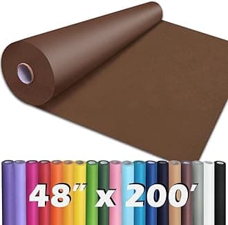 PerkHomy 48" x 2,400" (200') Coffee Kraft Paper Roll for Craft Bulletin Board Paper Art Table Covering Crafting Gift Wrapping Bouquet Packing Parcel 80GSM 55LB (Coffee, 48" x 200')