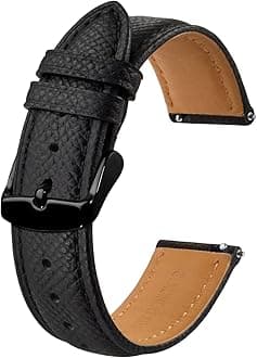 BISONSTRAP Texture Leather Watch Straps for Women and Men, Watch Replacement Bands with Quick Release, 16mm 18mm 19mm 20mm 22mm