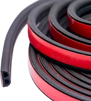 33Ft Universal Self Adhesive Weather Seal Strip for Car, 51/100 Inch Wide X 1/5 Inch Thick, Auto Door & Window Weatherstrip with Engine Cover (2 Rolls, 16.5 Ft Each)