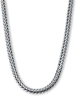 Solid 925 Sterling Silver Foxtail Chain Necklace, Width 1.5mm - Oxidized Non-Tarnish Unisex Snake Design Wheat Chain Necklace for Men Women 17.7" 19.7" 21.6" 23.6" Inch - Handmade