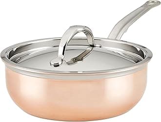 CopperBond Collection - Copper Saucier Pan with Lid, Induction Cooktop Compatible, 2-Quart