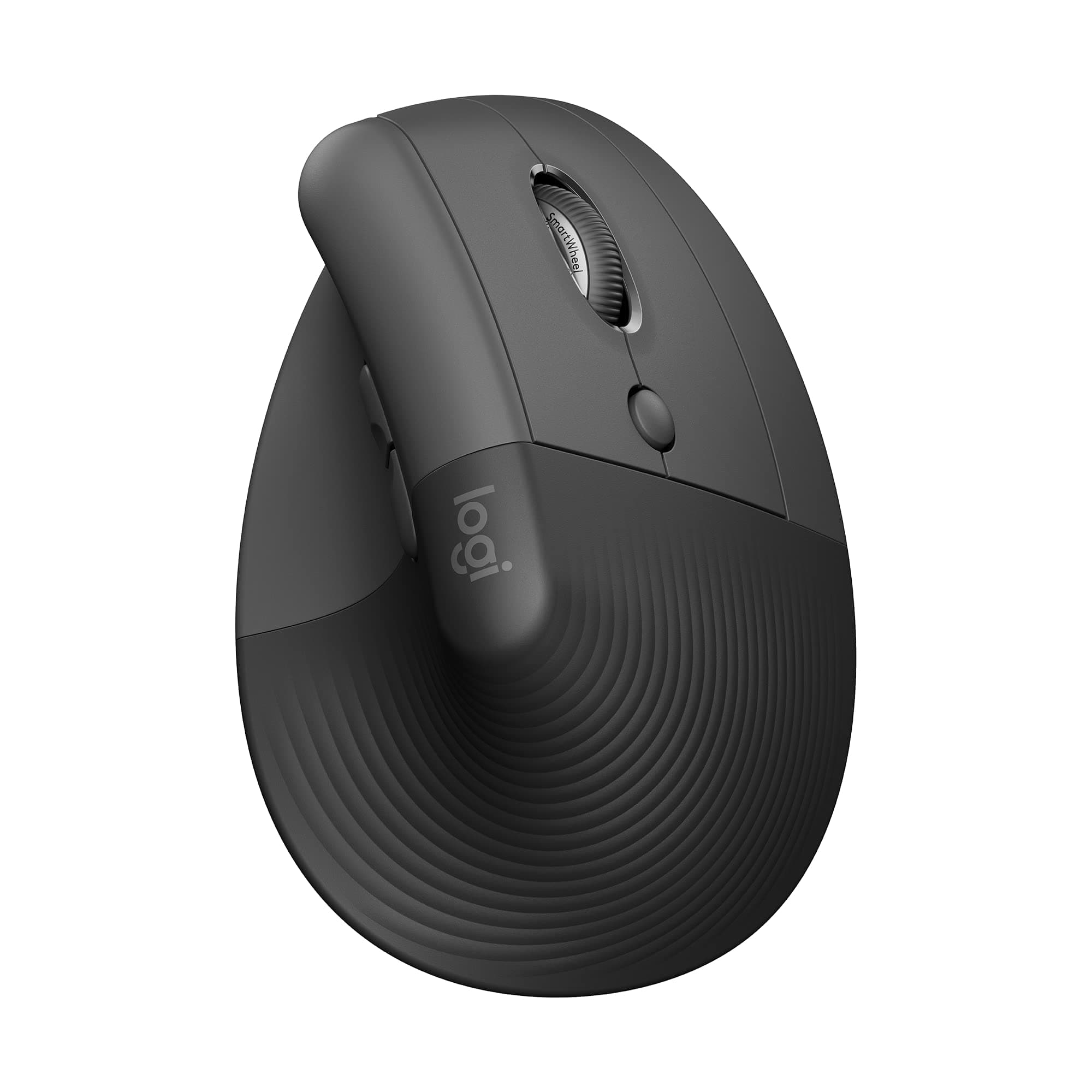 Lift Vertical Ergonomic Mouse, Wireless, Bluetooth or Logi Bolt USB receiver, Quiet clicks, 4 buttons, compatible with Windows/macOS/iPadOS, Laptop, PC - Graphite