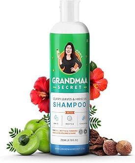 Herbal Shampoo for Hair Fall | Natural Shampoo for Dandruff with Curry Leaves & Hibiscus | For Frizzy & Damaged Hair | For Men and Women | Paraben & Sulphate Free | 200mL