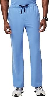 Pisco Basic Scrub Pants for Men — Structured Fit, Straight Leg, 4 Pockets, Anti-Wrinkle – Ceil Blue, XXL Short