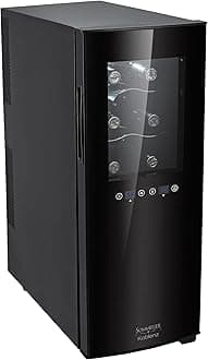 Koblenz 12-Bottle Free Standing Dual Zone Fridge and Chiller, Thermoelectric Wine Cooler with Digital Display and Touch Controls, Black, 750 ml Wine Bottles (EVFK-12)