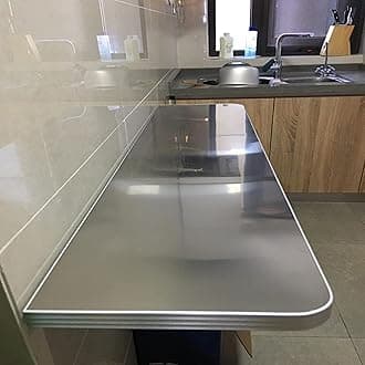 Breakfast Bar Table, Folding Wall Mounted Tables Fold-down Wall Table Kitchen Drop Leaf Dining Table Work Table | Small Space Saving Hanging Table, Stainless Steel (Size : 60×40cm marriage