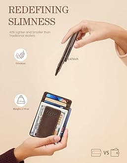 kinzd Money Clip, Front Pocket Wallet, Leather RFID Blocking Strong Magnet Thin Wallet, Dark Brown_Crazy Horse Leather, One Size, Crazy Horse Leather