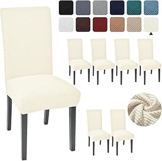 Aertiavty Chair Covers for Dining Room 6 Pack Chair Seat Cover for Dining Room Kitchen, Parsons Chair Covers Dining Chair Slipcover (Cream, 6)