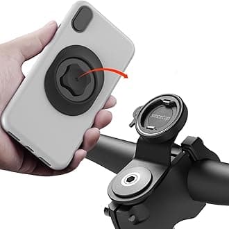 Bike Phone Holder, Aluminum Bike Phone Mount with Universal Adapter, Quick Mount Mountain Bike Bicycle Handlebar Mobile Phone Holder with Ultra Lock for iPhone Samsung and More