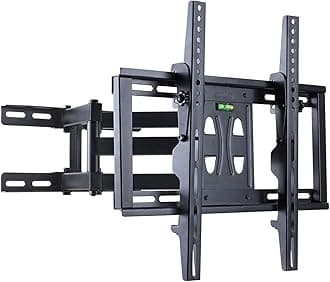 Full Motion Wall TV Mount：TV Wall Bracket with Articulating Arms for 26-55 Inch Led Oled Qled Flat Curved Monitors 180°Swivel Vesa Mount Tilting Down Within 15°Max VESA 400x400mm