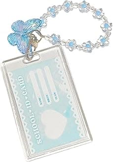 Acrylic Butterfly Kpop Photocard Holder with Keychain, Cute Clear Photo Card Holder for Album Cards, Credit or Bank Cards and ID Badges, Protective Photocard Holder for Display Daily Carry