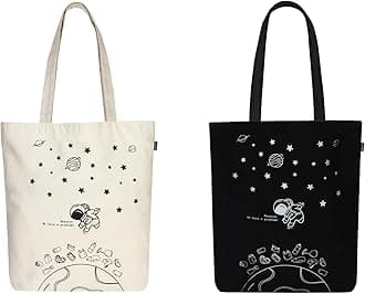 Ecoright Tote Bag for Women with Zipper, Small Tote Bag, Canvas Bag, Reusable Cotton Bag for Beach, Grocery, School & Work