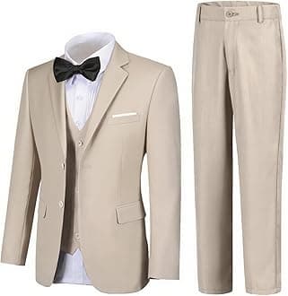 Boy Suits 5 Pieces Formal Suit Set with Adjustable Waist Kids Dress Suit for Wedding Prom