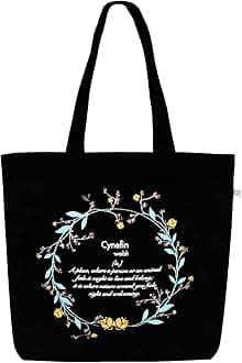 Aesthetic Canvas Tote Bag for Women - Large, Reusable, Zippered Tote Bag with Inner Pocket, Perfect for School, Shopping, Work, Beach, Cute & Eco-Friendly Gift for Girls, Teachers, Mothers