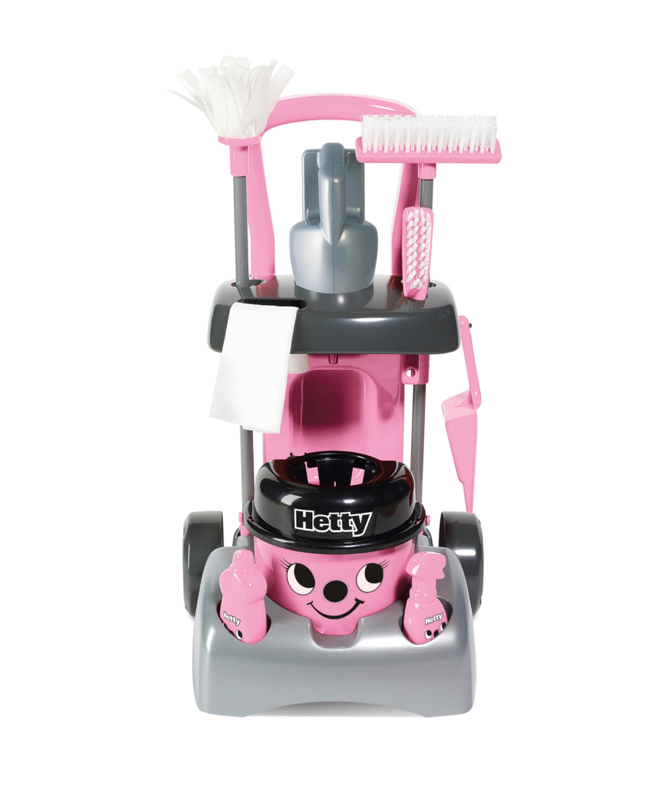 Henry & Hetty Toys - Hetty Deluxe Cleaning Trolley - Pink Hetty-Inspired Toy Playset with Working Hand Vacuum - Kids Cleaning Trolley Set with Accessories - for Children Aged 3+