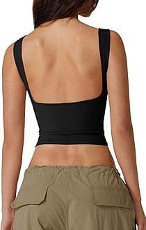 - Women's Sexy Open Back Sleeveless Crop Tank High Neck Slim Fit Cropped Tee Shirt Y2k Tops