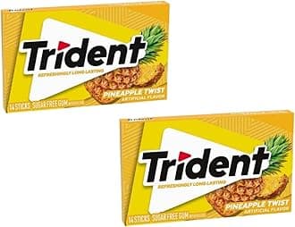 Trident Pineapple Twist Imported Sugar Free Gum, 14 Sticks, Mint, Pack of 2
