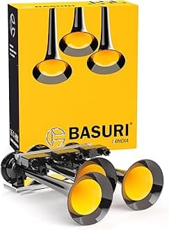 BASURI® Musical Horn | 12/24 Volt | 130 DB | Version (Tri Jumbo) 16 Super Loud Melodies (Sounds) 3 Pipes (Trumpets) with Turbo Controller for Buses, Trucks and Heavy Vehicles