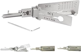 SC1 Professional Lock Pick Key Decoder Set - 2-in-1 Auto Locksmith Tools With Stainless Steel Construction for Car Key Reading