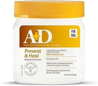 A+D Original Diaper Rash Ointment, Skin Protectant With Lanolin and Petrolatum, Seals Out Wetness, Helps Prevent Baby Diaper Rash, 1 Pound Jar.