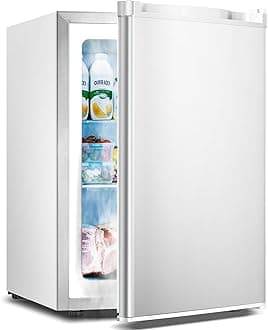 3.0 Cu.ft Upright Freezer, Small Mini Freezer with Adjustable Thermostat, Removable Shelves, Reversible Single Door, for Bedroom/Home/Dorms/Apartment, White